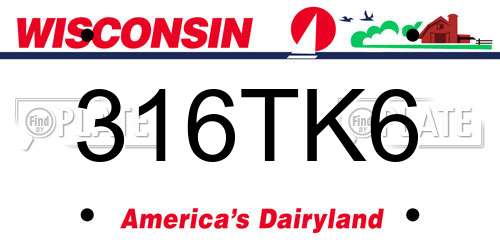 316TK6 Wisconsin License Plate