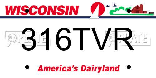 316TVR Wisconsin License Plate