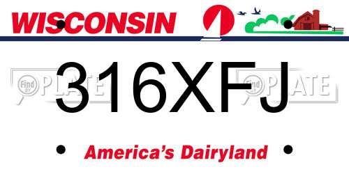 316XFJ Wisconsin License Plate
