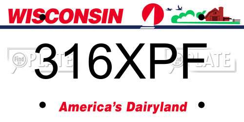 316XPF Wisconsin License Plate