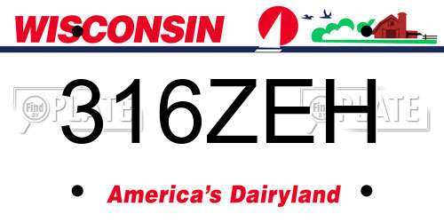 316ZEH Wisconsin License Plate