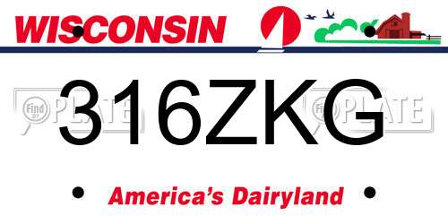 316ZKG Wisconsin License Plate