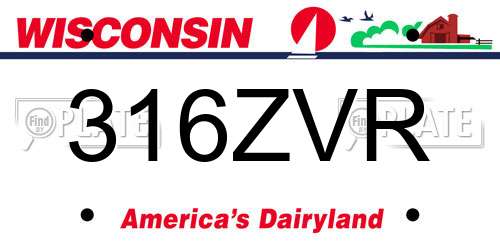 316ZVR Wisconsin License Plate