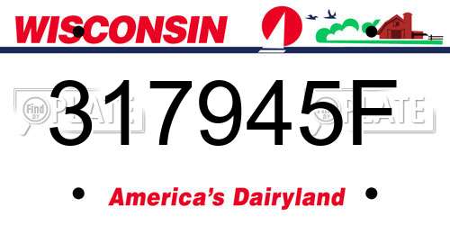 317945F Wisconsin License Plate