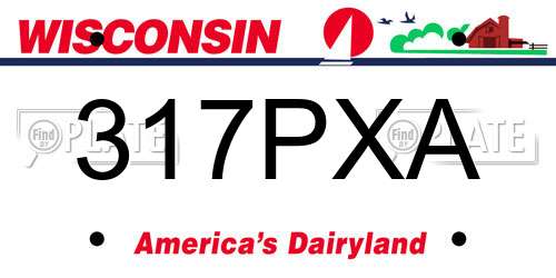 317PXA Wisconsin License Plate