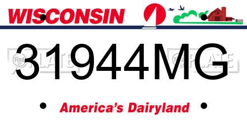 31944MG Wisconsin License Plate