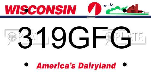 319GFG Wisconsin License Plate