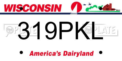 319PKL Wisconsin License Plate