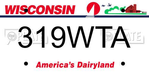 319WTA Wisconsin License Plate