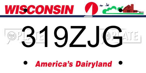 319ZJG Wisconsin License Plate