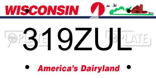 319ZUL Wisconsin License Plate