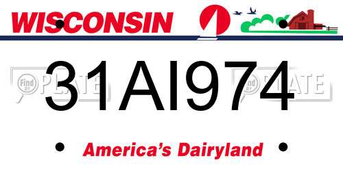 31AI974 Wisconsin License Plate