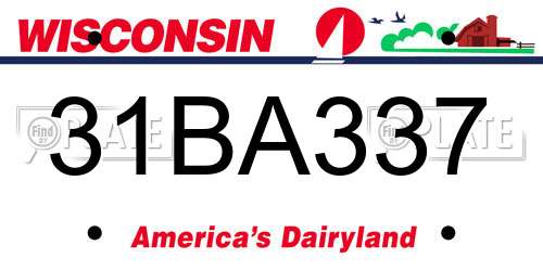 31BA337 Wisconsin License Plate
