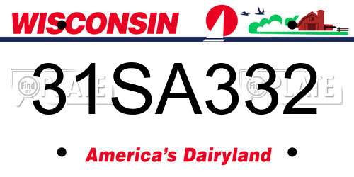31SA332 Wisconsin License Plate