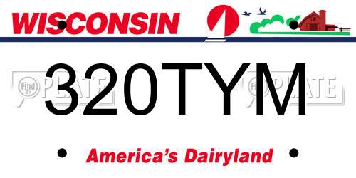 320TYM Wisconsin License Plate