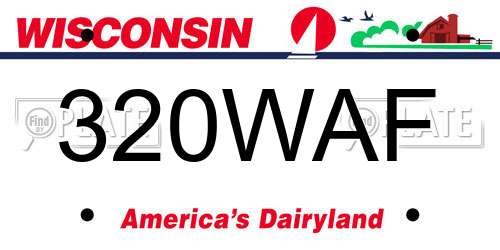 320WAF Wisconsin License Plate