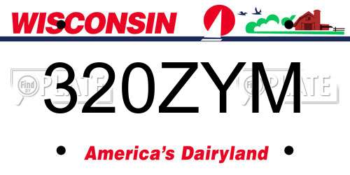 320ZYM Wisconsin License Plate