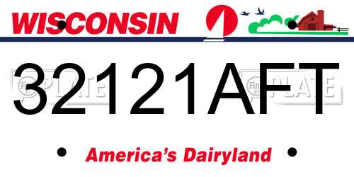 32121AFT Wisconsin License Plate