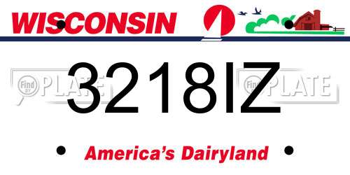 3218IZ Wisconsin License Plate