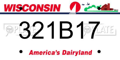 321B17 Wisconsin License Plate