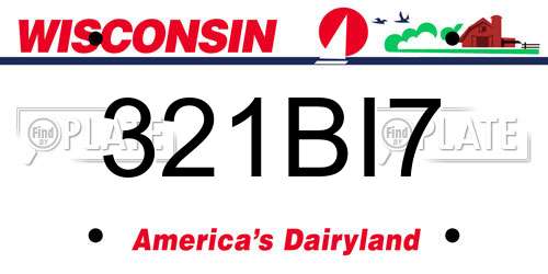 321BI7 Wisconsin License Plate