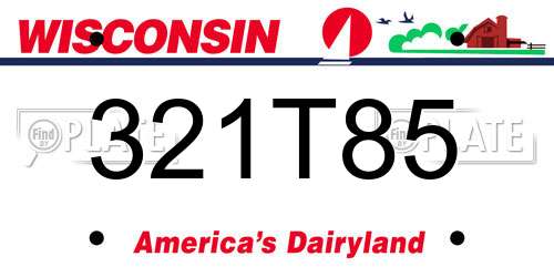 321T85 Wisconsin License Plate