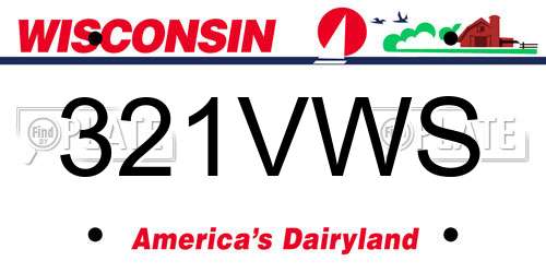321VWS Wisconsin License Plate