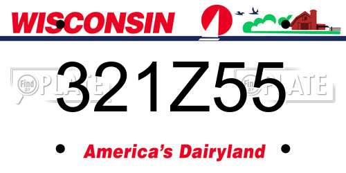 321Z55 Wisconsin License Plate