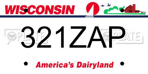 321ZAP Wisconsin License Plate
