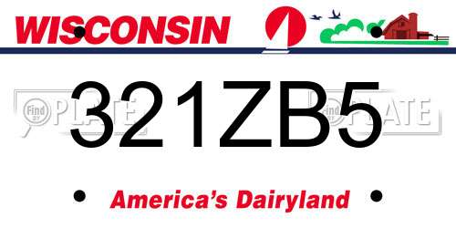 321ZB5 Wisconsin License Plate