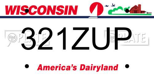 321ZUP Wisconsin License Plate