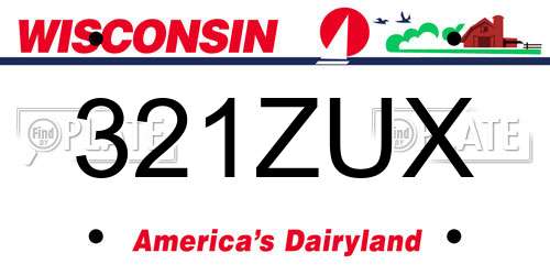321ZUX Wisconsin License Plate