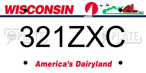321ZXC Wisconsin License Plate