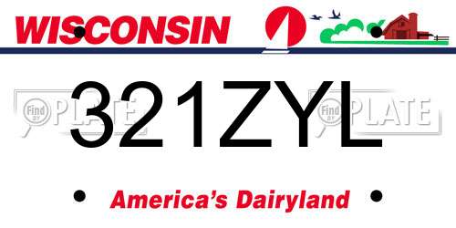 321ZYL Wisconsin License Plate