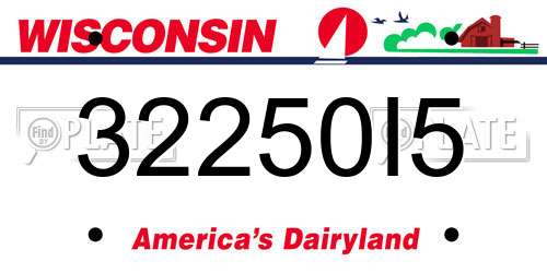 32250I5 Wisconsin License Plate