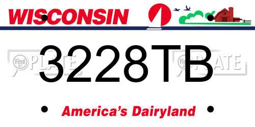 3228TB Wisconsin License Plate