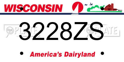 3228ZS Wisconsin License Plate