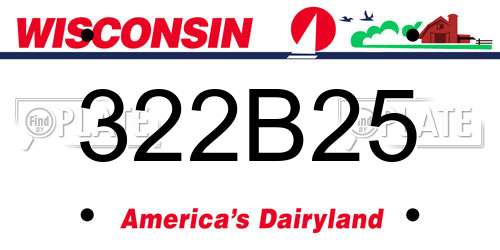 322B25 Wisconsin License Plate
