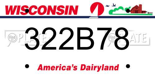 322B78 Wisconsin License Plate