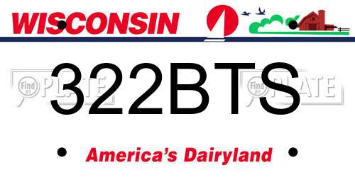 322BTS Wisconsin License Plate