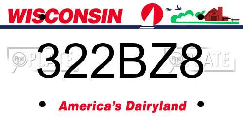 322BZ8 Wisconsin License Plate