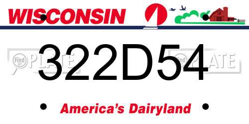 322D54 Wisconsin License Plate