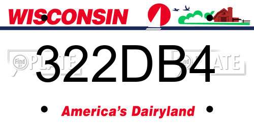 322DB4 Wisconsin License Plate