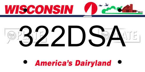 322DSA Wisconsin License Plate