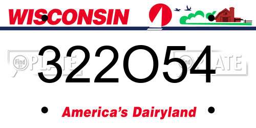 322O54 Wisconsin License Plate