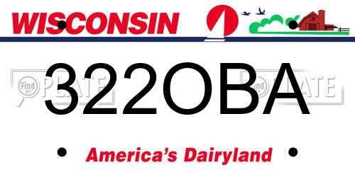 322OBA Wisconsin License Plate
