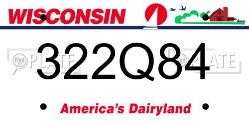322Q84 Wisconsin License Plate