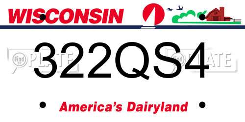 322QS4 Wisconsin License Plate
