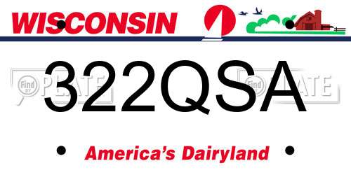 322QSA Wisconsin License Plate