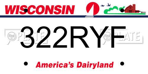 322RYF Wisconsin License Plate